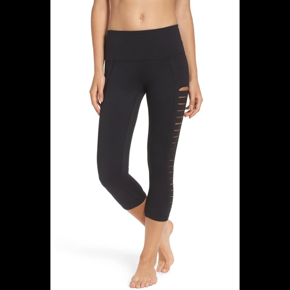 EUC Zella Intrigue High Waist Crop Black XS
